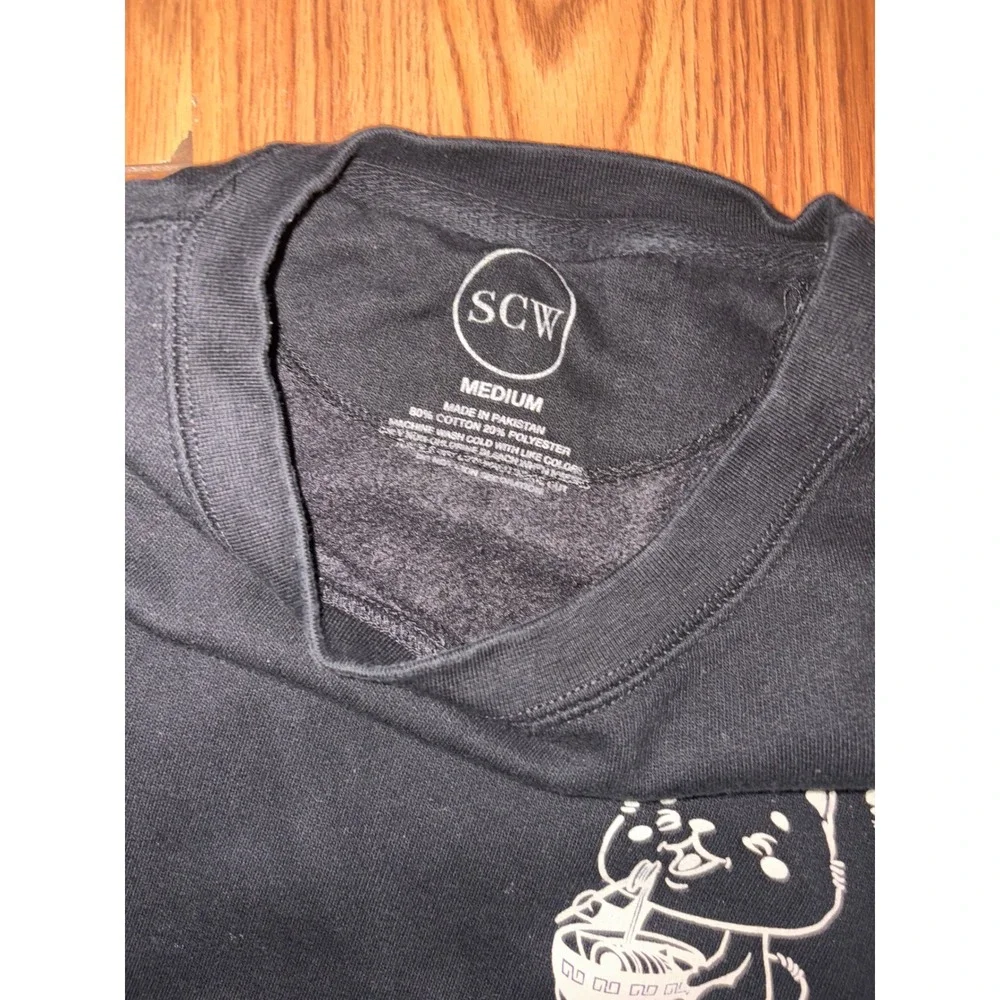 SCW Black‎ Ramen Fox Tokyo Japan Graphic Crewneck Sweatshirt Mens Medium